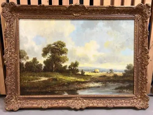 Gemälde, Öl auf Leinwand, Landschaft, sign. Heigl, 108 cm x 78 cm
