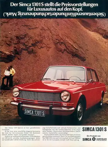 SIMCA 1301 S Limousine - 1971 - Werbung