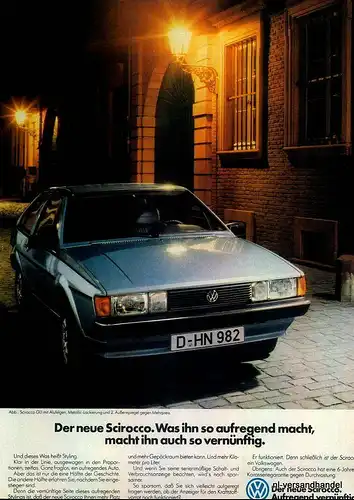 VOLKSWAGEN-SCIROCCO-1981-Reklame-Werbung-genuine Advert-La publicité-nl-Versand