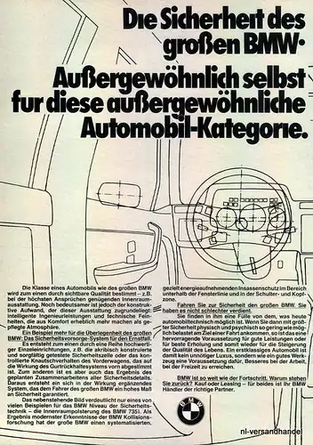 BMW-732i-1981-Reklame-Werbung-genuine Ad-La publicité-nl-Versandhandel