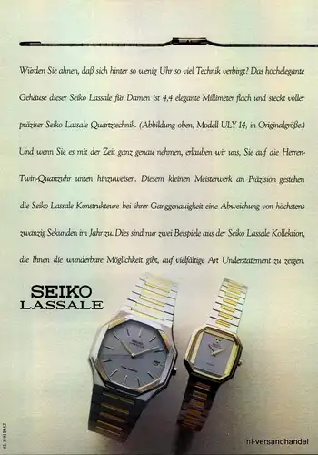SEIKO-ULY14-1981-Reklame-Werbung-genuine Advert-La publicité-nl-Versandhandel