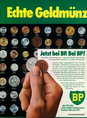 BP-GELDMÜNZEN-1971-Reklame-Werbung-genuine Ad-La publicité-nl-Versandhandel