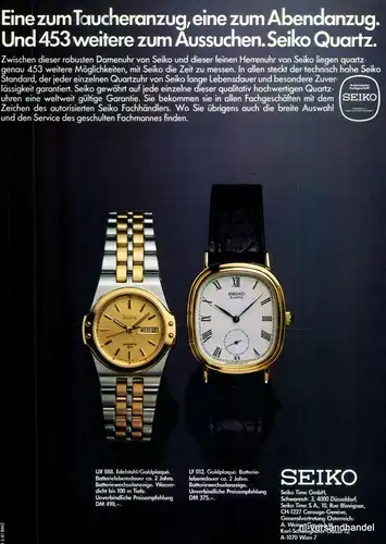 SEIKO-UX088-1981-Reklame-Werbung-genuine Advert-La publicité-nl-Versandhandel