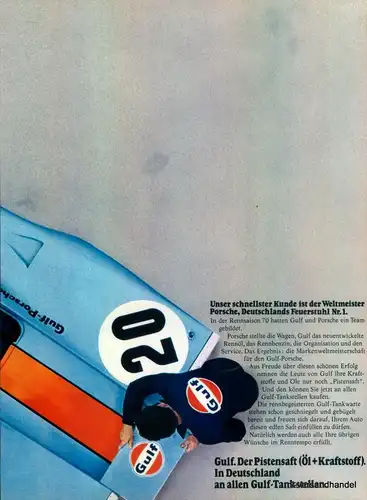 GULF-PORSCHE-917-2-1971-Reklame-Werbung-genuine Ad-La publicité-nl-Versandhandel