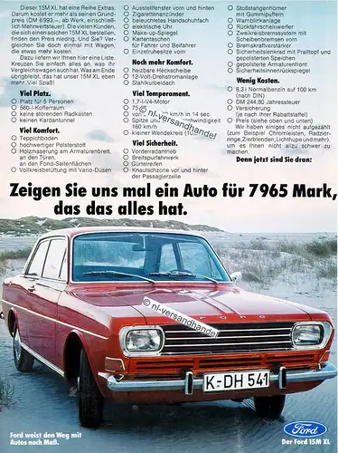 Ford-15M XL-1969-Reklame-Werbung-genuine Advertising -nl-Versandhandel 