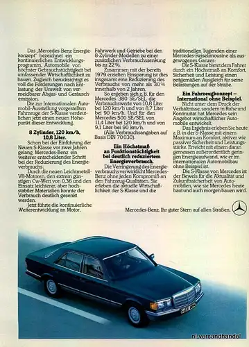 MERCEDES BENZ-SEL-1981-Reklame-Werbung-genuine Ad-La publicité-nl-Versandhandel