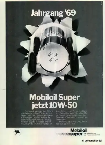 MOBILOIL-10W-50-´68-Reklame-Werbung-genuine Advert-La publicité-nl-Versandhandel