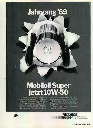 MOBILOIL-SUPER 10W50-1968-Reklame-Werbung-genuine Advert-La publicité-nl-Versand