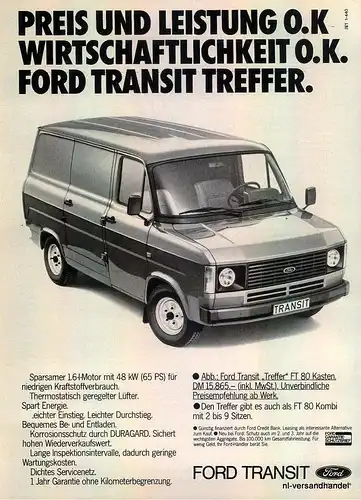 FORD-TRANSIT-1.6-1981-Reklame-Werbung-genuine Advert-La publicité-nl-Versand