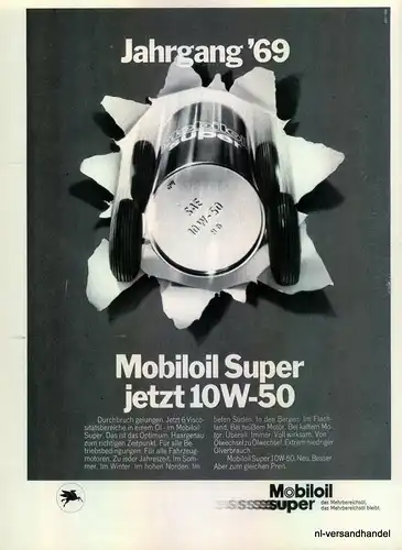 MOBILOIL-10W50-1968-Reklame-Werbung-genuine Advert-La publicité-nl-Versandhandel