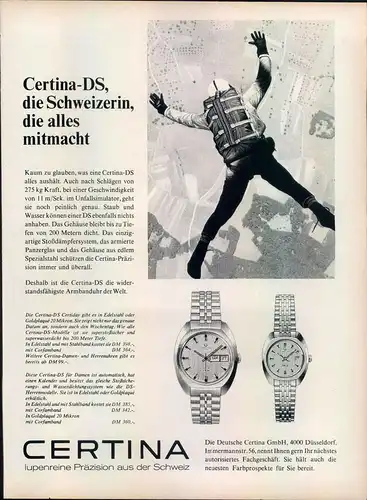 Certina-DS-1971-Reklame-Werbung-vintage print ad-Vintage Publicidad-老式平面广告