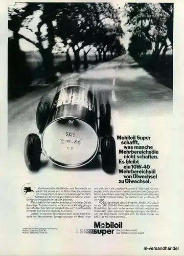 MOBILOIL-10W40-1968-Reklame-Werbung-genuine Advert-La publicité-nl-Versandhandel
