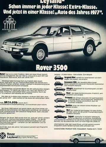 Rover-3500-Leyland-II-1977-Reklame-Werbung-vintage print ad-Vintage Publicidad