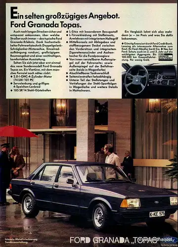 FORD-GRANADA-TOPAS-1981-Reklame-Werbung-genuine Advert-La publicité-nl-Versand