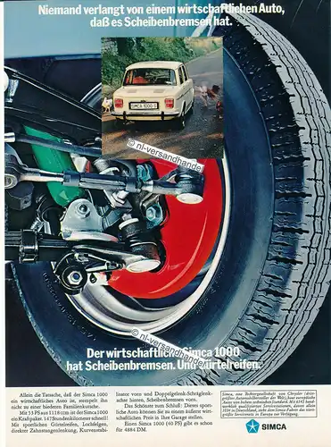 Simca-1000 S-1969-Reklame-Werbung-genuine Advertising - nl-Versandhandel 