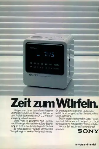 SONY-ICF-C12W-1981-Reklame-Werbung-genuine Advert-La publicité-nl-Versandhandel