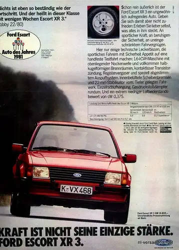 FORD-ESCORT-XR 3-1981-Reklame-Werbung-genuine Advert-La publicité-nl-Versand