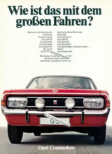 Opel-Commodore GS-1969-Reklame-Werbung-genuine Advertising - nl-Versandhandel