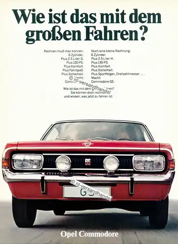 Opel-Commodore GS-1969-Reklame-Werbung-genuine Advertising - nl-Versandhandel 