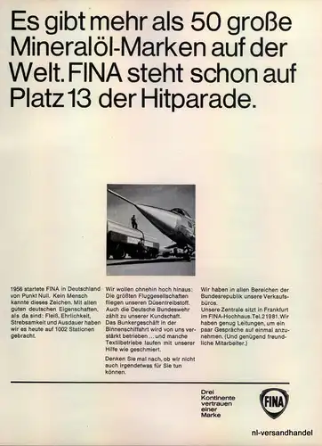 FINA-MINERALÖL-1968-Reklame-Werbung-genuine Advert-La publicité-nl-Versandhandel