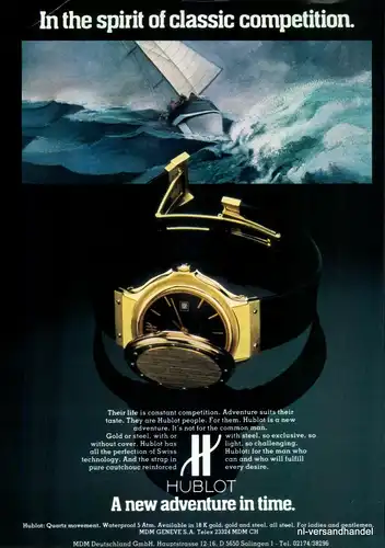 HUBLOT-GOLD-1981-Reklame-Werbung-genuine Advert-La publicité-nl-Versandhandel