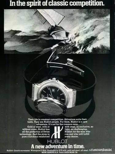 HUBLOT-18K-1981-Reklame-Werbung-genuine Advert-La publicité-nl-Versandhandel
