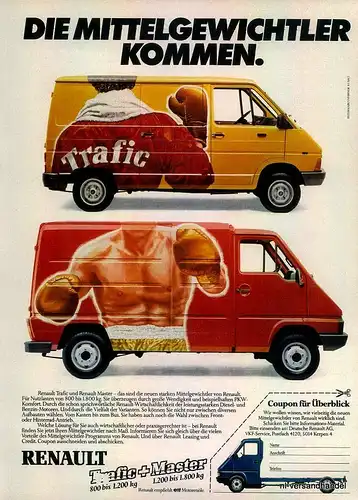RENAULT-TRAFFIC-1981-Reklame-Werbung-genuine Advert-La publicité-nl-Versand