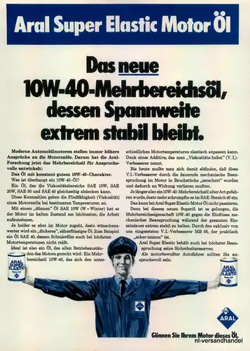 ARAL-10W-40-1971-Reklame-Werbung-genuine Advert-La publicité-nl-Versandhandel