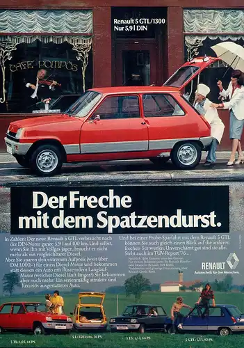 Renault-5 GTL-1300-1977-Reklame-Werbung-vintage print ad-Vintage Publicidad