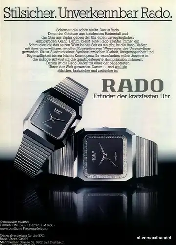 RADO-ERFINDER-1981-Reklame-Werbung-genuine Advert-La publicité-nl-Versandhandel