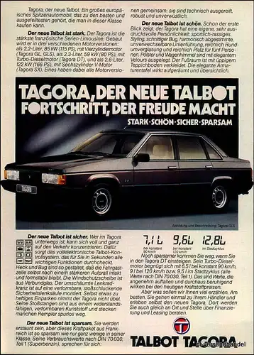 TALBOT-TAGORA-DT-1981-Reklame-Werbung-genuine Advert-La publicité-nl-Versand