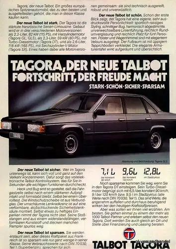 TALBOT-TAGORA-2,2-1981-Reklame-Werbung-genuine Advert-La publicité-nl-Versand
