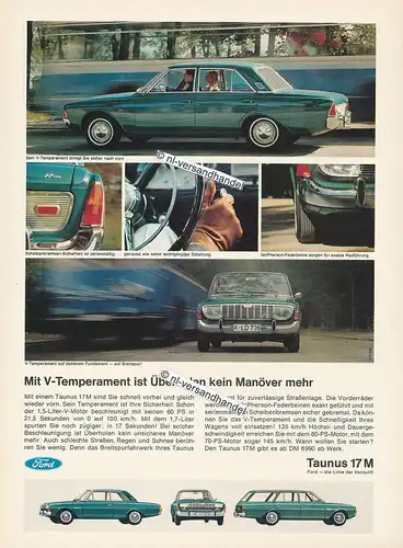 Ford-17M-Limousine-1966-Reklame-Werbung-genuine Advertising - nl-Versandhandel