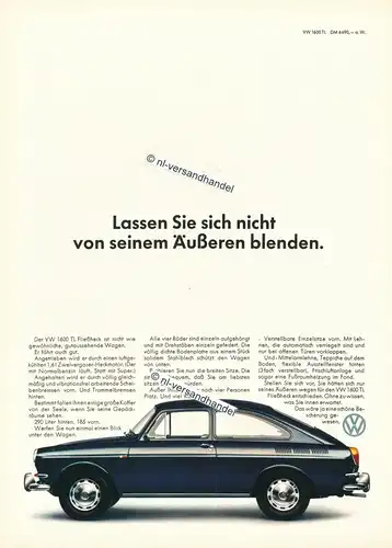 VW-1600TL-Fließheck-1966-Reklame-Werbung-genuine Advertising - nl-Versandhandel