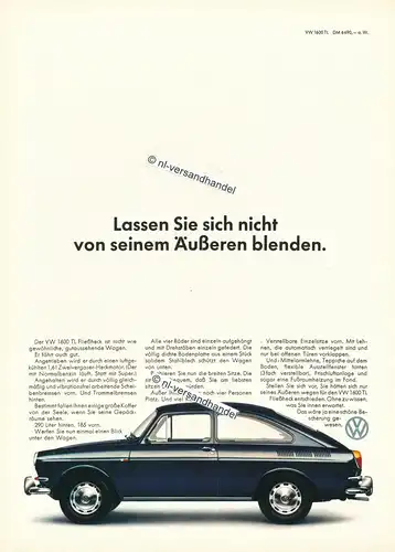 VW-1600TL-Fließheck-1966-Reklame-Werbung-genuine Advertising - nl-Versandhandel 