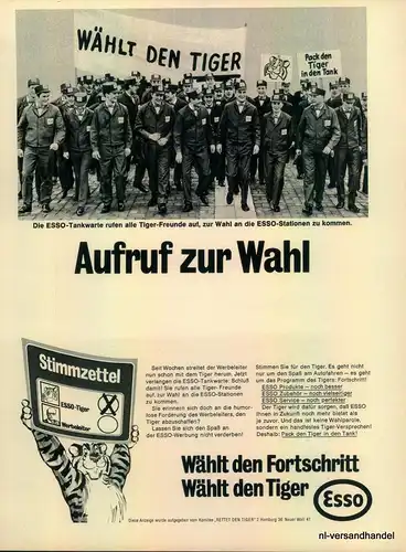 ESSO-AUFRUF-1968-Reklame-Werbung-genuine Advert-La publicité-nl-Versandhandel