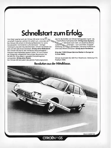 Citroen-GS-1972-Reklame-Werbung-genuine Advertising - nl-Versandhandel