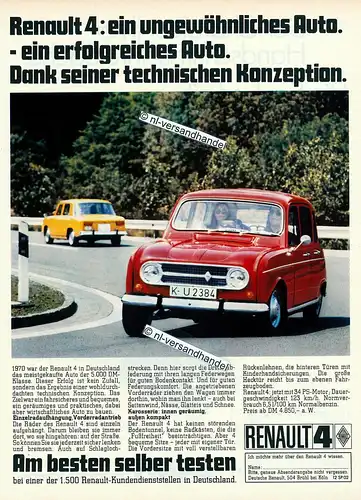 Renault-R4-1971-Reklame-Werbung-genuine Advertising -nl-Versandhandel