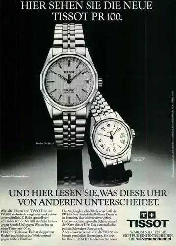 TISSOT-PR100-1981-Reklame-Werbung-genuine Advert-La publicité-nl-Versandhandel