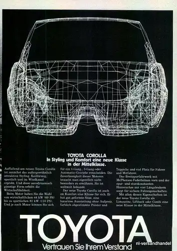 TOYOTA-COROLLA-7-1981-Reklame-Werbung-genuine Ad-La publicité-nl-Versandhandel 