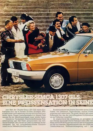 Simca-1307-Chrysler-1977-Reklame-Werbung-vintage print ad-Vintage Publicidad