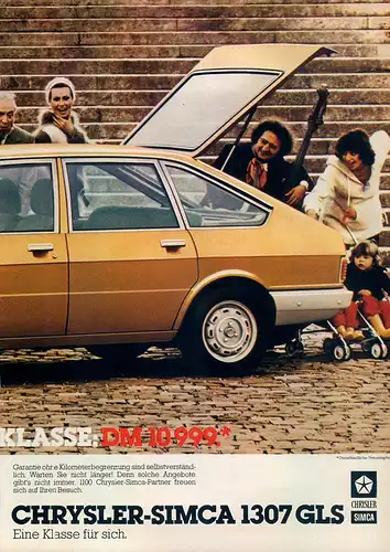 Simca-1307-Chrysler-1977-Reklame-Werbung-vintage print ad-Vintage Publicidad