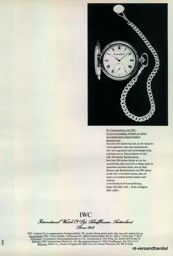 IWC-18 KARAT-1981-Reklame-Werbung-genuine Advert-La publicité-nl-Versandhandel