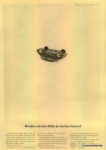 BEETLE-1965-ORIGINAL-Reklame-Werbung-genuine Ad-La publicité-nl-Versandhandel