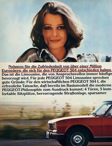 Peugeot-504-1977-Reklame-Werbung-vintage print ad-Vintage Publicidad