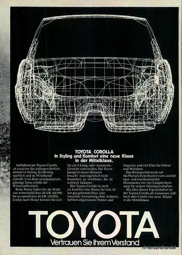 TOYOTA-COROLLA-4-1981-Reklame-Werbung-genuine Ad-La publicité-nl-Versandhandel