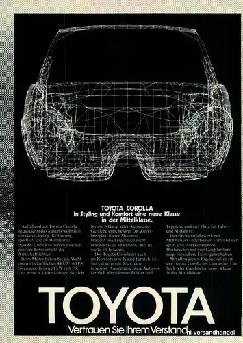 TOYOTA-COROLLA-2-1981-Reklame-Werbung-genuine Ad-La publicité-nl-Versandhandel