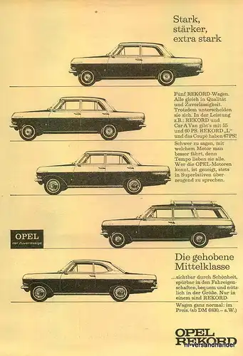 OPEL-REKORD-RETRO-1964-Reklame-Werbung-genuine Ad-La publicité-nl-Versandhandel