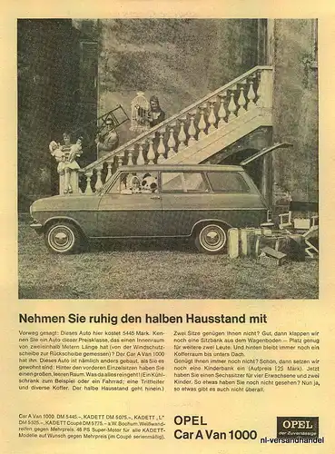 OPEL-CARAVAN-RETRO-1964-Reklame-Werbung-genuine Ad-La publicité-nl-Versandhandel