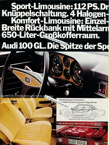 Audi-100-1972-Reklame-Werbung-genuine Advertising - nl-Versandhandel
